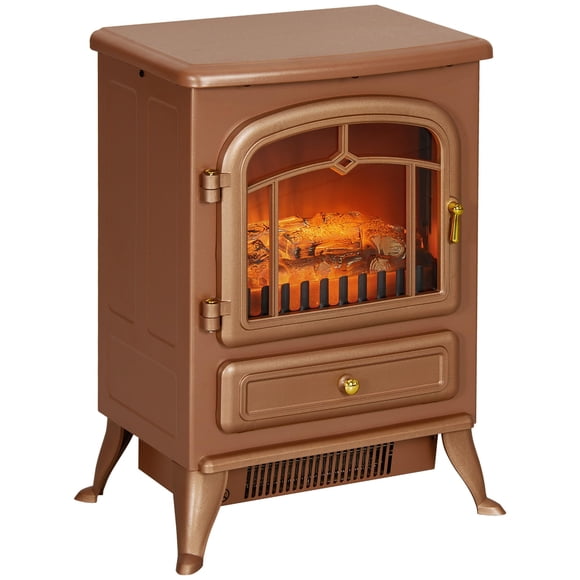 Chimenea eléctrica HOMCOM 56 cm 725 W/1450 W color marrón oscuro