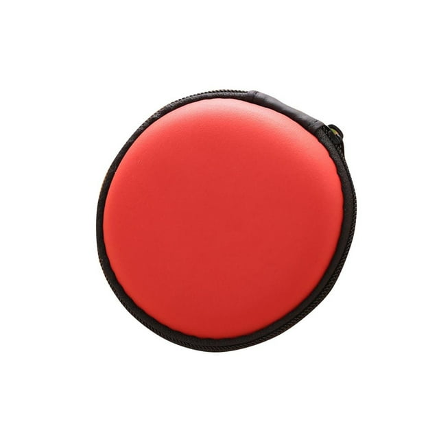Mini Portable Câble d'Écouteur Rond USB Données Cordon Sac de Rangement Fermeture Éclair Pochette Étui-Rouge