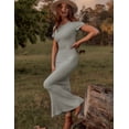 thumbnail image 7 of ZHENWEI Womens Summer Short Sleeve Long Dress Stylish Sexy Bodycon Dress Fishtail Hem Ribbed Maxi Dresses, 7 of 7