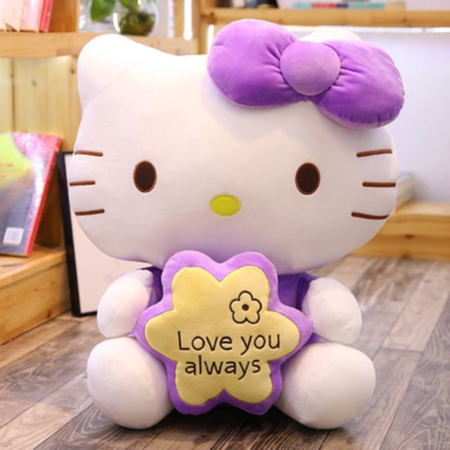 Muñeco de peluche grande de Sanrio para niña, juguete de gato Kawaii de Hello KT, corazón suave, regalo de cumpleaños, decoración de habitación