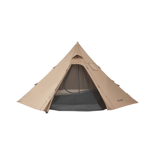 VEVOR Hot Tent for 4 Persons, Camping Tipi Hot Tents with Stove Jack & Inner Tent, Portable Winter Camping Tents with Snow Skirt, Easy Setup, Waterproof 4 Season Shelter Tents for Fishing Backpacking