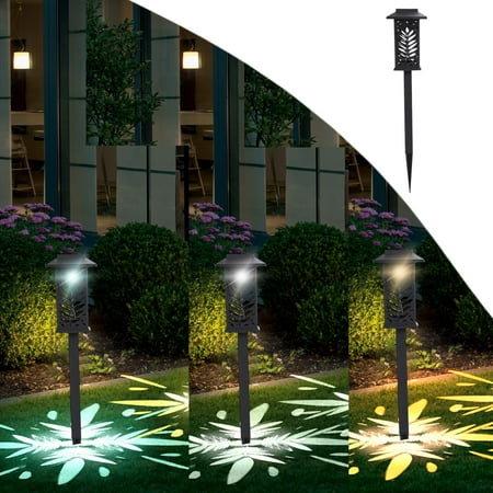 Solar Ground Stake Lights Outdoor Waterproof &ndash; LED Solar Garden Pathway Lights with White Warm or Color Changing Color Options for Yard Lawn Patio Walkway Decor