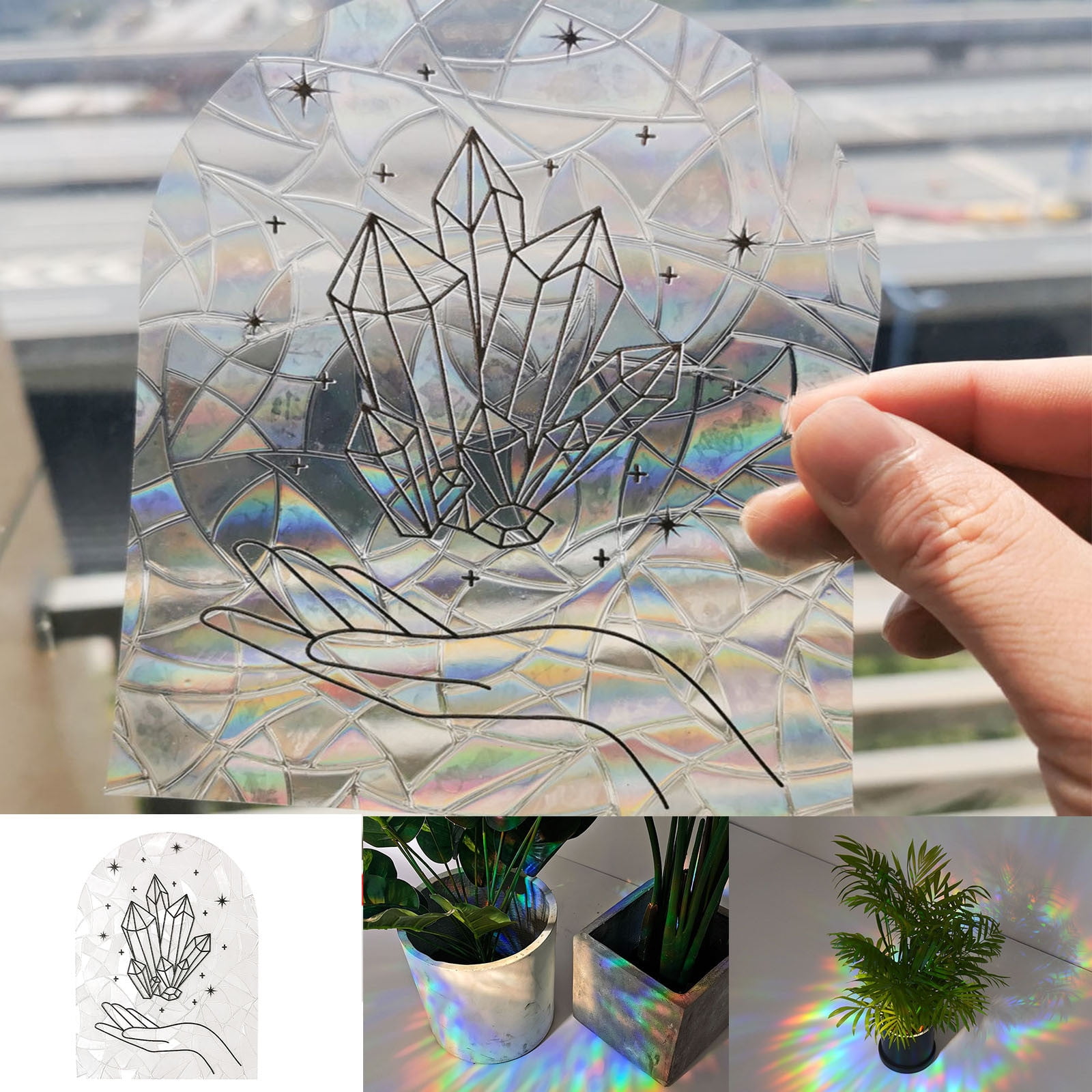 WMYBD Window Films Window Cling Prevention ReusablePrism Hexagon Butterfly Rainbow Window Glass