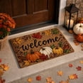 thumbnail image 2 of Decorative Pumpkin Maple Leaves Fall Halloween Thanksgiving Floor Mat, Holiday Bathroom Kitchen Porch Carpet, Long Strip Entrance Foot Mat For Home Indoor Outdoor Decor, 2 of 6