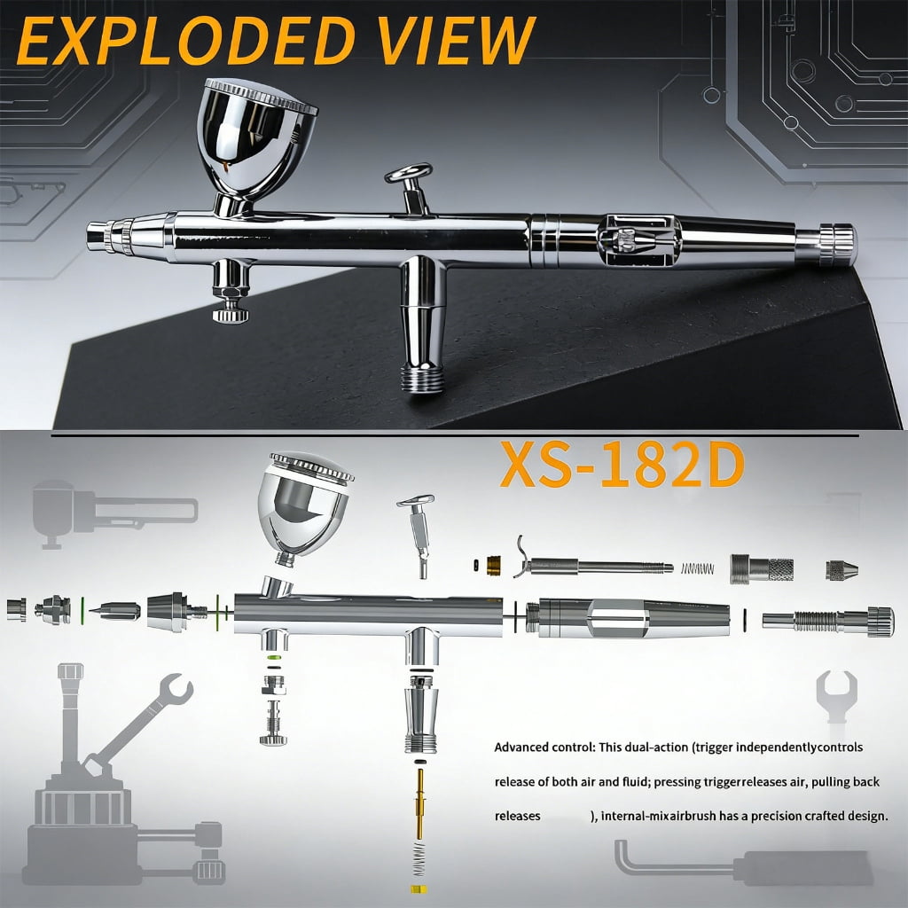 Advanced Heavy Duty Metal Airbrush Pen With Double Tip Size And Complete Accessories Set Suitable For DIY Craft Projects
