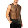 thumbnail image 4 of INSPIRE CHIC Sheer Tank Top for Men's See Through Sleeveless Party Clubwear Shiny Mesh Vest L Golden Black, 4 of 4