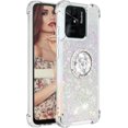 thumbnail image 6 of Glitter Clear Sparkly Bling Xiaomi Redmi 10C Case for Women, Flowing Liquid Quicksand Cover with Diamond Ring Holder Case for Xiaomi Redmi 10C  Colorful, 6 of 7