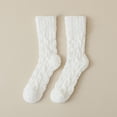 thumbnail image 2 of dinapents Cable Knit Crew Socks for Women Non-Shedding Fuzzy Plush Mid-Calf Socks for Warm Home Sleep, 2 of 2