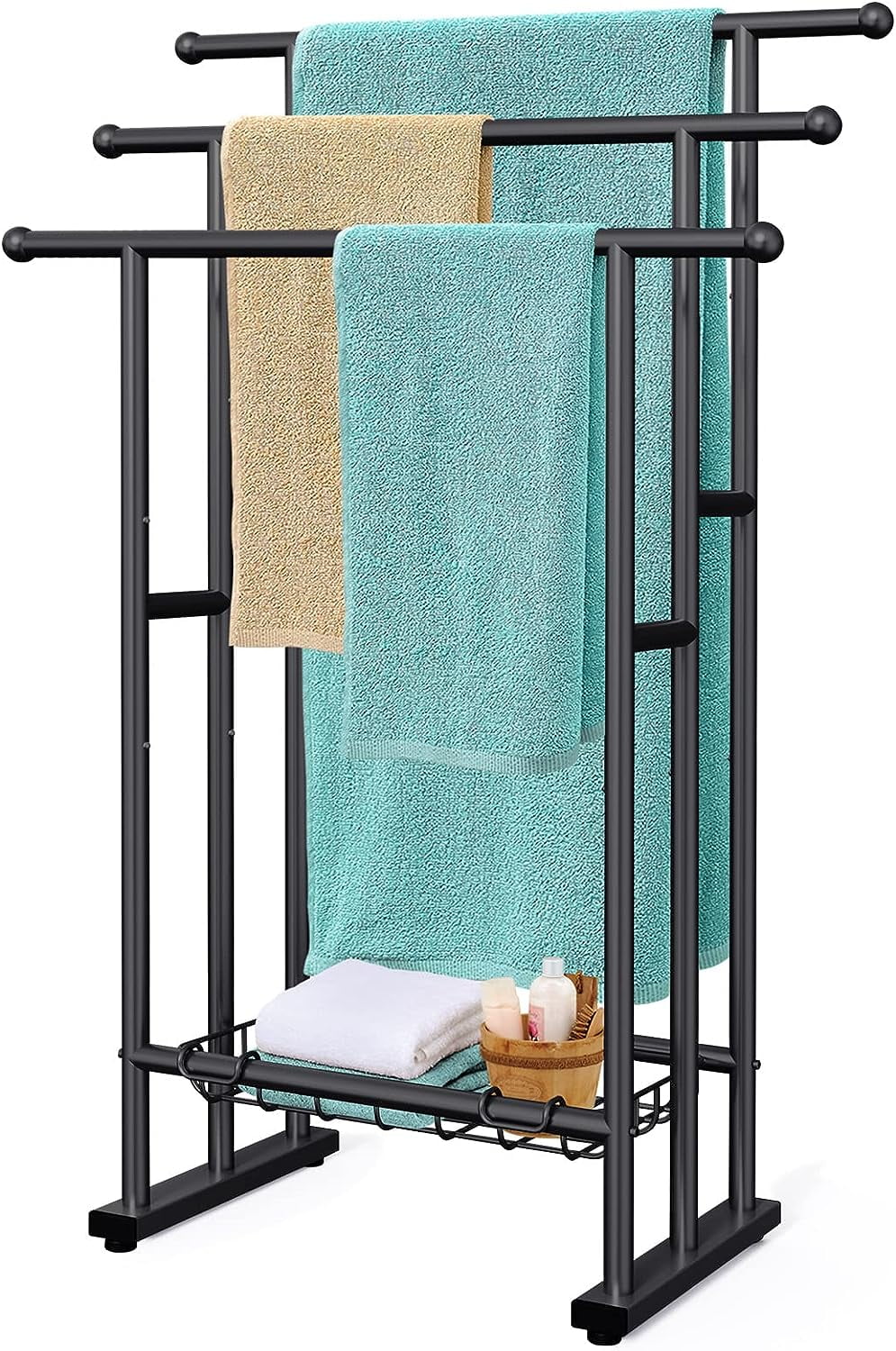 Kayfia 40" H Free Standing Towel Rack, 3 Tier Alloy Steel Towel Rack
