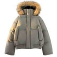 thumbnail image 7 of YueHuiYing Men's Solid Color Stylish Hooded Detachable Collar Thickened And Warm Padded Coat Long-sleeved Jacket., 7 of 7