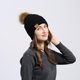 thumbnail image 2 of Gorro de punto cálido para otoño e invierno, gorro de ganchillo Unisex con pompón encantador coreano (negro) Likrtyny Para estrenar, 2 of 5