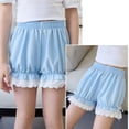 thumbnail image 5 of CPNG Girls Fashion Lace Trim Shorts Summer Thin Solid Color Loose Casual Shorts Elastic High Waist Shorts(Sky Blue,11-12 Years), 5 of 5