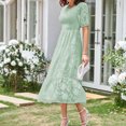 thumbnail image 1 of Vestido Plisado De Mujer Vestido plisado para mujer, manga abullonada, vestido de columpio grande, informal para fiesta (verde XL) Cgtredaw Para estrenar, 1 of 6