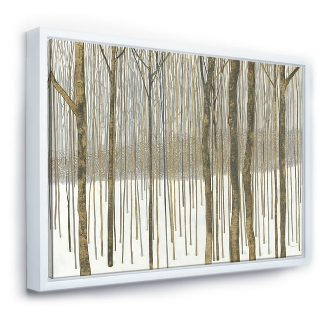 Forest in Winter Gold - Cabin & Lodge Framed Canvas