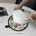 thumbnail image 3 of ZIATUBLES 2 Pieces Pot Holders Oven Mitts 2-in-1 Heat Resistant Kitchen Utensils Set Machine Washable Potholders Stylish Lightweight Hot Pads for Cooking and Baking, 8 Inch Round, Love Coffee, 3 of 7