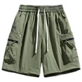 thumbnail image 3 of Cargo Shorts for Men Summer Casual Lightweight Breathable Elastic Waist Straight Leg Relaxed Fit Shorts with Pockets, 3 of 4