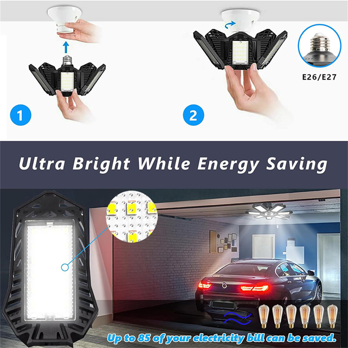 OCEST 18500LM LED Garage Ceiling Light, 2-Pack photo 6