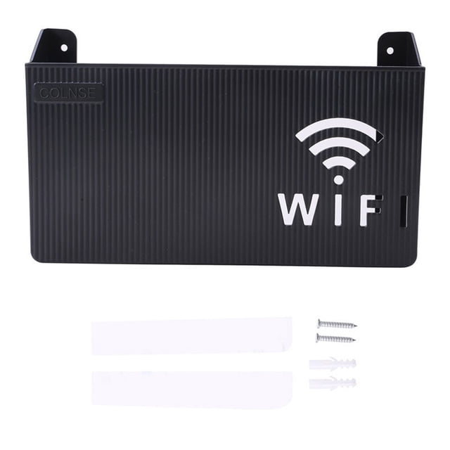 Bgsha Wall Hanging Wireless Wifi Router Shelf Storage Box ABS Plastic Organizer Cable