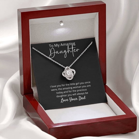 To My Daughter Necklace From Dad With Heartfelt Message Card , Valentines Gift for Daughter