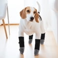 thumbnail image 6 of Unique Bargains 4 Pcs Non-Slip Durable Dog Socks With Reflective Tapes Gray L, 6 of 7