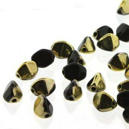 Pinch Czech Glass, Loose Beads, 7mm Jet Amber 25, Loose Beads, Loose Strand
