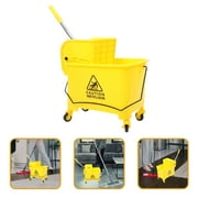 JIAHUI 20L Mop Bucket Side Press Wringer on Wheels Cleaning Commercial Mop Bucket on Wheels (Yellow, Plastic Wheel)