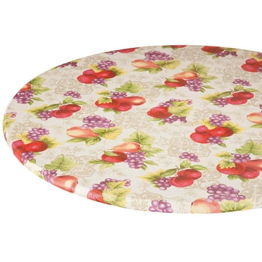 Harvest Fruit Vinyl Table Cover, Elasticized Edges with Soft Backing