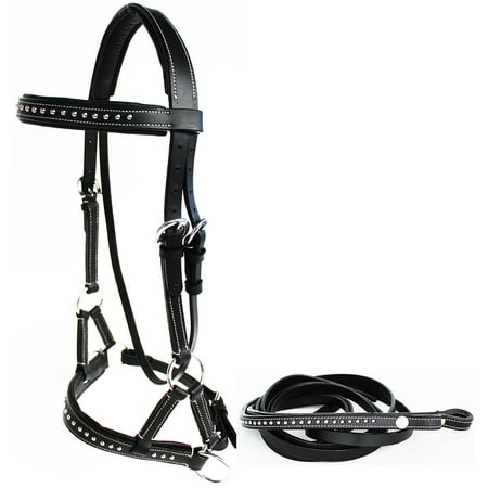 Horse Western English Leather Bitless Sidepull Bridle Reins (Best Reins For Twins)
