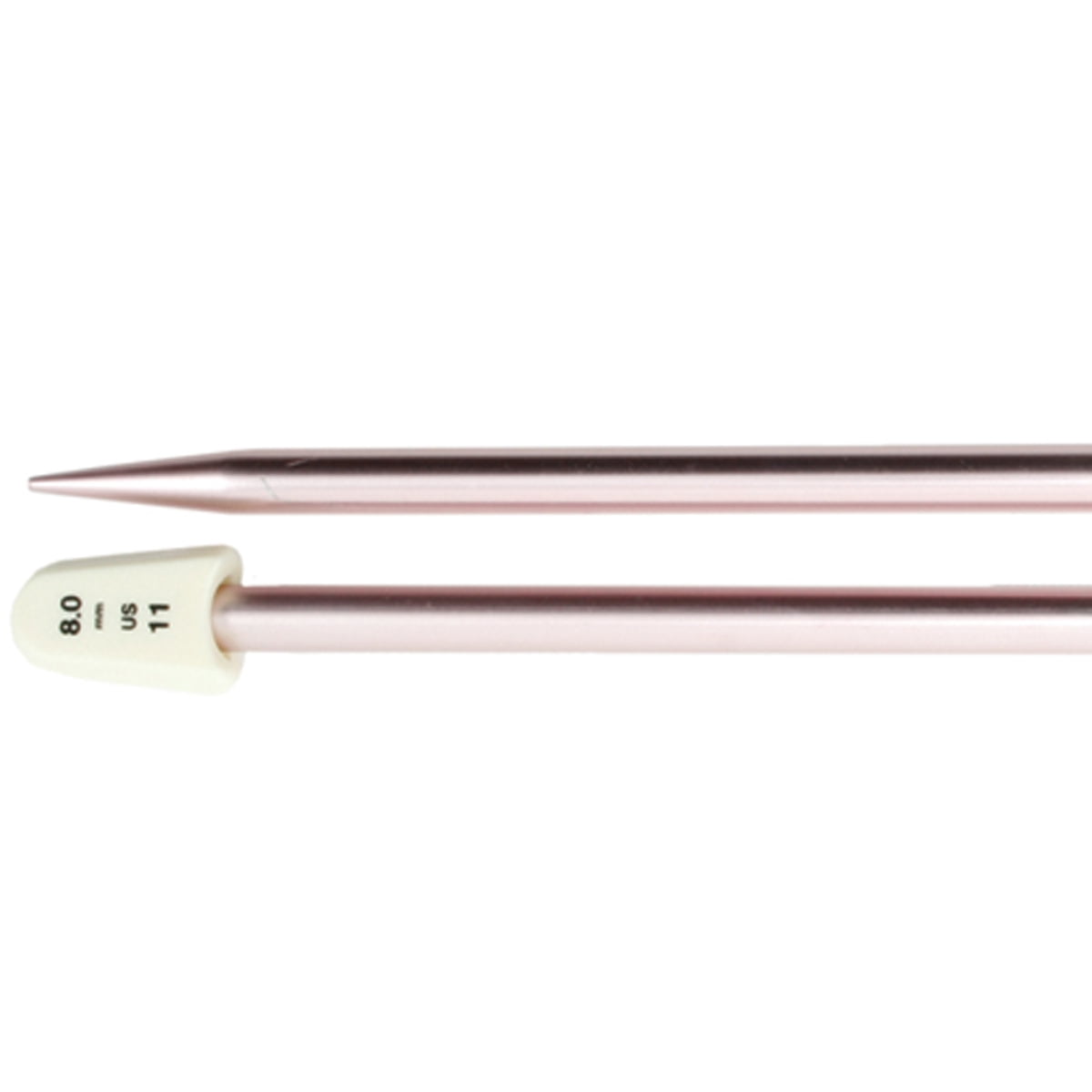 Silvalume Single Point Knitting Needles, 14', Size 11, Silver Pink
