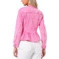 thumbnail image 3 of INSPIRE CHIC Women's Denim Jackets Button Down Peplum Hem Long Sleeves Cropped Jean Jackets Washed Pink M, 3 of 6