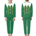 thumbnail image 2 of Renewold Green Christmas Pajamas for Family Matching PJ's Sets with Elf Candy Long Sleeve Tee and Pants Set of 2 Loungewear with Pocket Soft Teens Pullover Sleepwear Size 13-14, 2 of 5