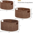 thumbnail image 2 of Wicker Storage Basket, Set of 3 Hand-woven Storage Baskets for Organizing, Round Large Wicker Baskets for Storage Decor, Pantry Storage Cubes Organization Baskets for Shelves, Brown, 2 of 14
