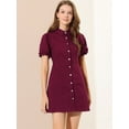 thumbnail image 3 of INSPIRE CHIC Robe en Denim pour Femmes Manches Courtes Bouffantes Robe Chemise à Boutons, 3 of 6