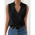 thumbnail image 2 of Womens Pleated Tank Tops V Neck Casual Sleeveless Blouses Summer Basic Vest Shirt, 2 of 6