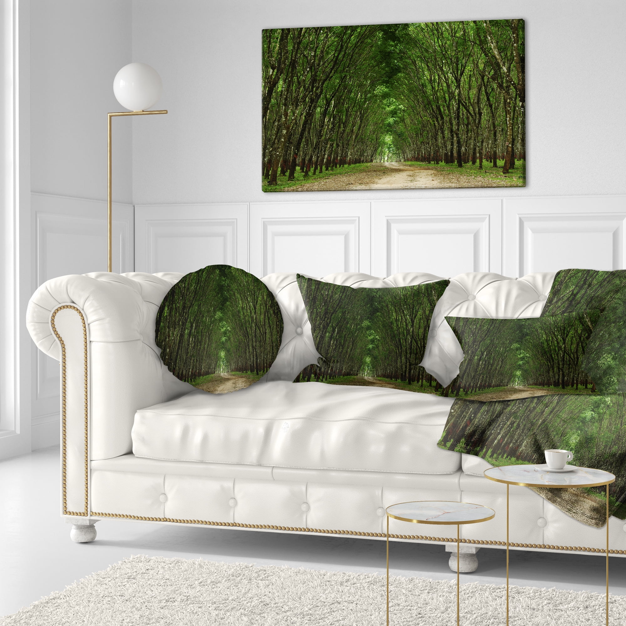 Designart Pathway in Thick Green Forest - Landscape Photography Throw Pillow - 12x20
