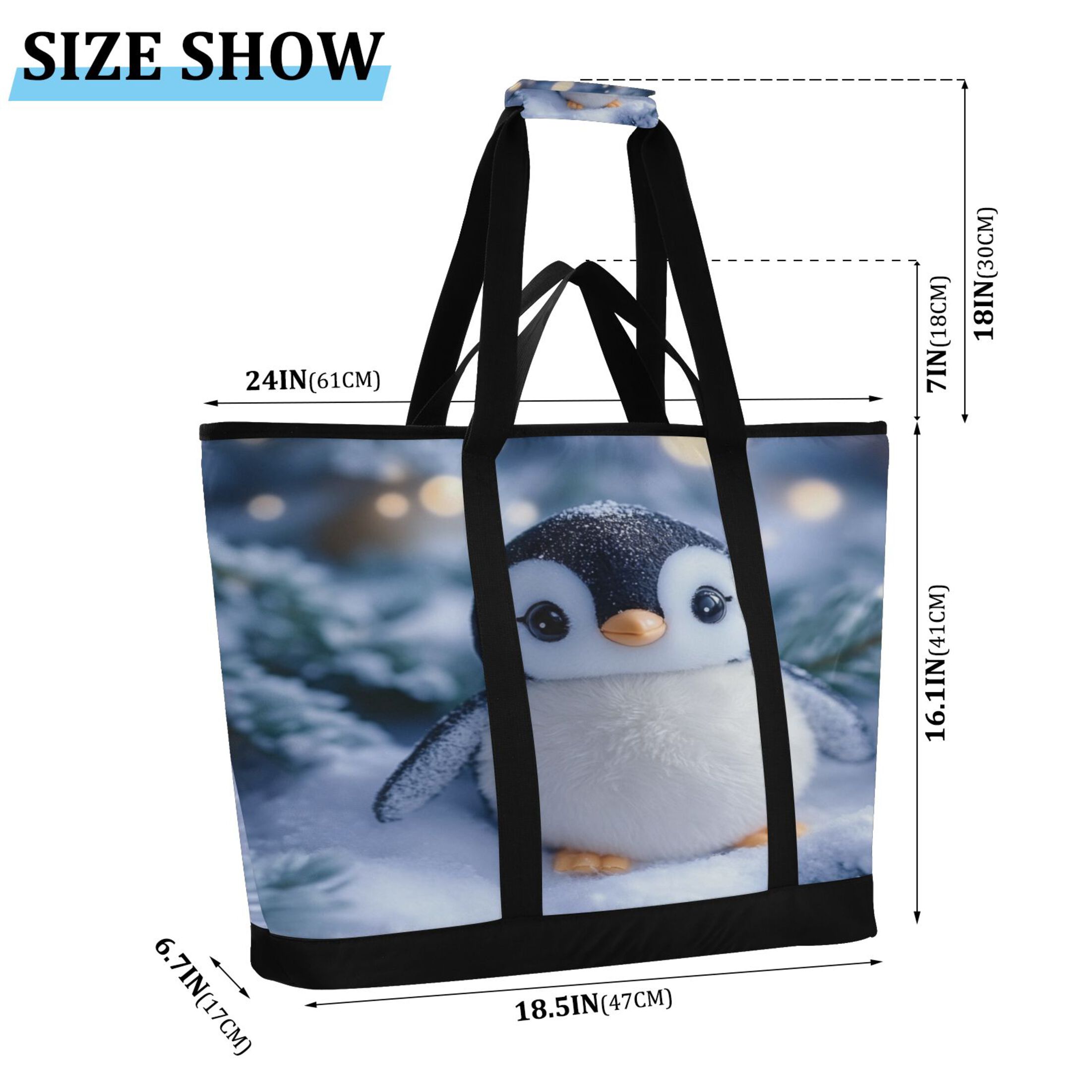 Large Hand-held Ice Pack Picnic Bag Insulation and Refrigeration Suitable for Shopping Picnics and Camping Christmas Penguin