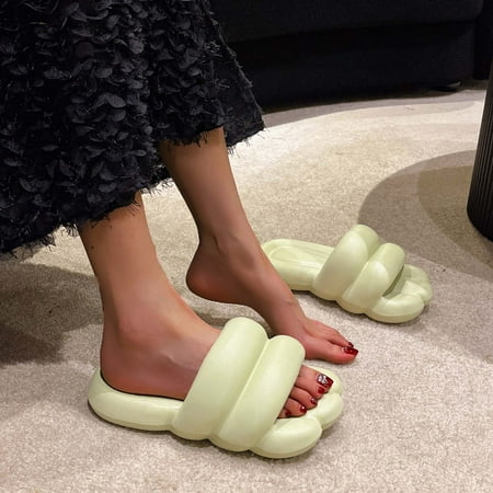 

Jsaierl Platform Sandals for Women Casual Summer Summer Outside Wear Slippers Thick Soled Fashion Solid Color Seaside Sandals Size 5.5