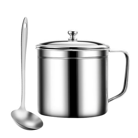 

NUOLUX 1 Set of Oil Container Kitchen Oil Strainer Oil Filter Pot with a Spoon (Silver)