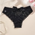 thumbnail image 4 of Womens Lace Thong Panties with Satin Bow - Black Low Rise Underwear, Comfortable Stretchy Lace for Everyday & Special Occasions,Size S, 4 of 4
