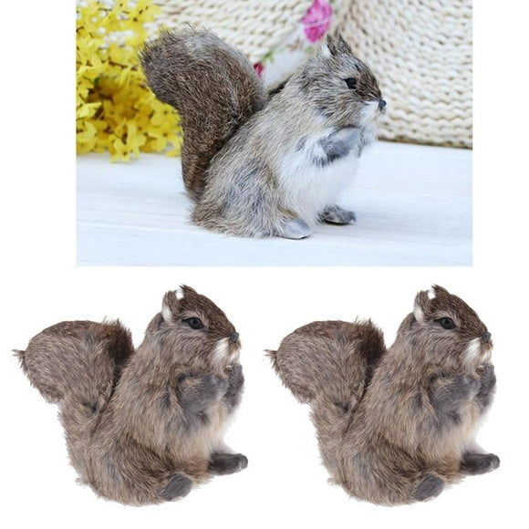DYNWAVECA 2Pcs Simulation Squirrel Toy Soft Small Animal Stuffed Home Decor gift for children