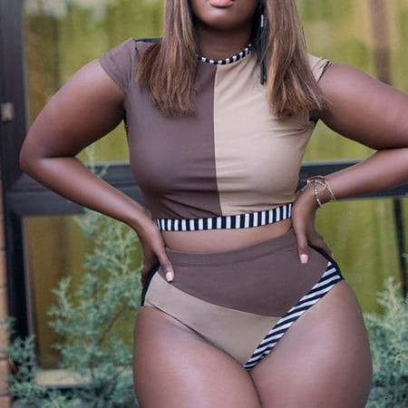 

High Large Size Waist Printing Split Fashion Women s Stripe Swimsuit Stitching Plus Size Swimwear 1 Piece Swimsuits for Women 2xl Women plus Size Shorts Bra Cups Sew in Dress