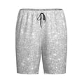 thumbnail image 4 of Naloa Silver Glitter Men's Short Pajama Pants, Lounge Comfort Shorts with Elasticized Waistband and Side Pockets - Small, 4 of 9