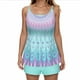 thumbnail image 2 of Traje de baño de 2 piezas para mujer, trajes de baño para mujer, traje de baño de mujer con abertura trasera, estampado de hojas multicolor, pantalones y tirantes, traje de baño dividido para mujer, 2 of 6