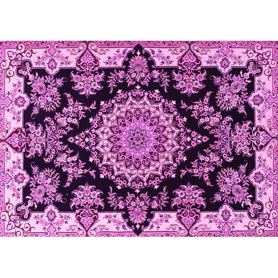 Ahgly Company Indoor Rectangle Medallion Pink Traditional Area Rugs, 8' x 10'