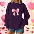 thumbnail image 5 of Womens Valentine Day Sweatshirts Pullover Long Sleeve Holiday Valentines Sweater Casual Cute Bow Heart Tops, 2XL Purple, 5 of 5