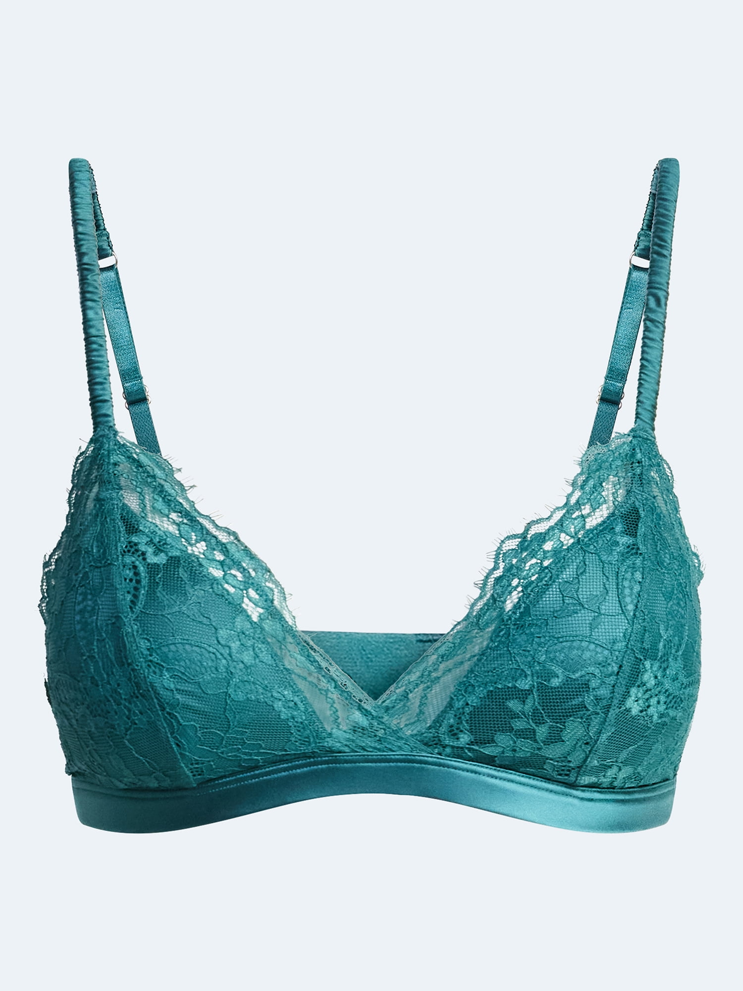 Joyspun Women's Bridal Lace and Satin Triangle Bralette, Sizes XS-XXXL