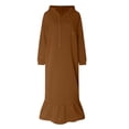thumbnail image 4 of Sngxgn Women Square Neck Lantern Long Sleeve Ruched Mini Dress(Brown,XXXXXL), 4 of 5