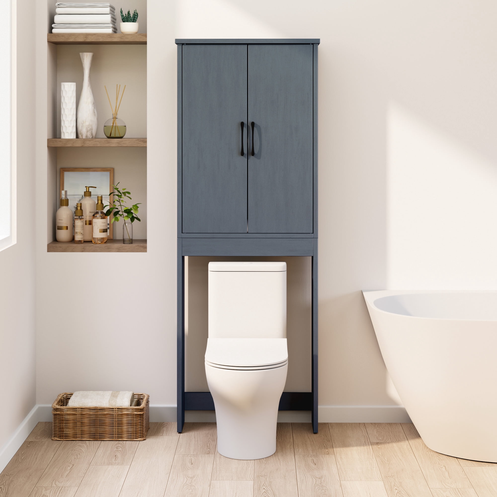 Mainstays Ardent Over-the-Toilet Bathroom Storage Cabinet, Blue