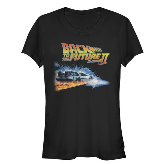 Junior's Back to the Future Part 2 Electric DeLorean  Graphic Tee Black X Large