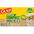 thumbnail image 1 of Glad 100% Compostable Drawstring Bags - Small 10 Litres - Drawstring, 30 Compost Trash Bags - Unscented, 1 of 8